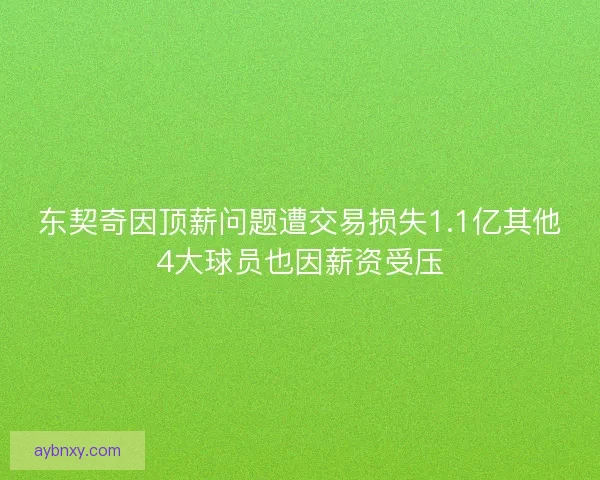东契奇因顶薪问题遭交易损失1.1亿其他4大球员也因薪资受压