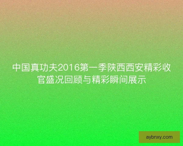 中国真功夫2016第一季陕西西安精彩收官盛况回顾与精彩瞬间展示