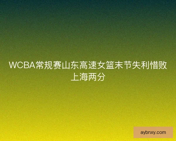 WCBA常规赛山东高速女篮末节失利惜败上海两分