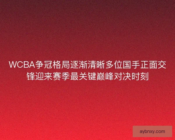 WCBA争冠格局逐渐清晰多位国手正面交锋迎来赛季最关键巅峰对决时刻